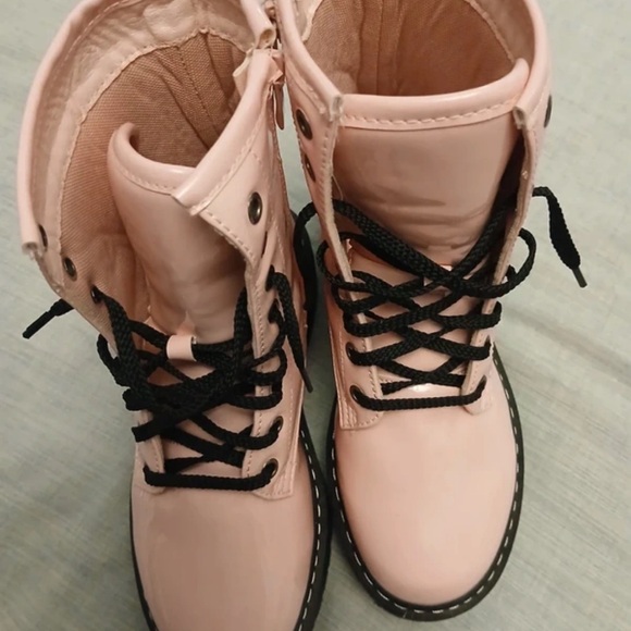 SHEIN Glossy Pink Combat Boots - Picture 3 of 5